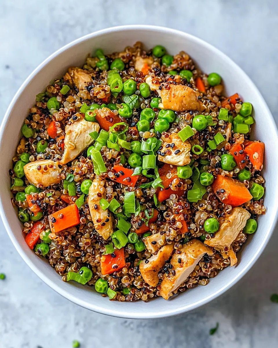 Healthy Quinoa Fried Rice with Chicken and Vegetables dish photo