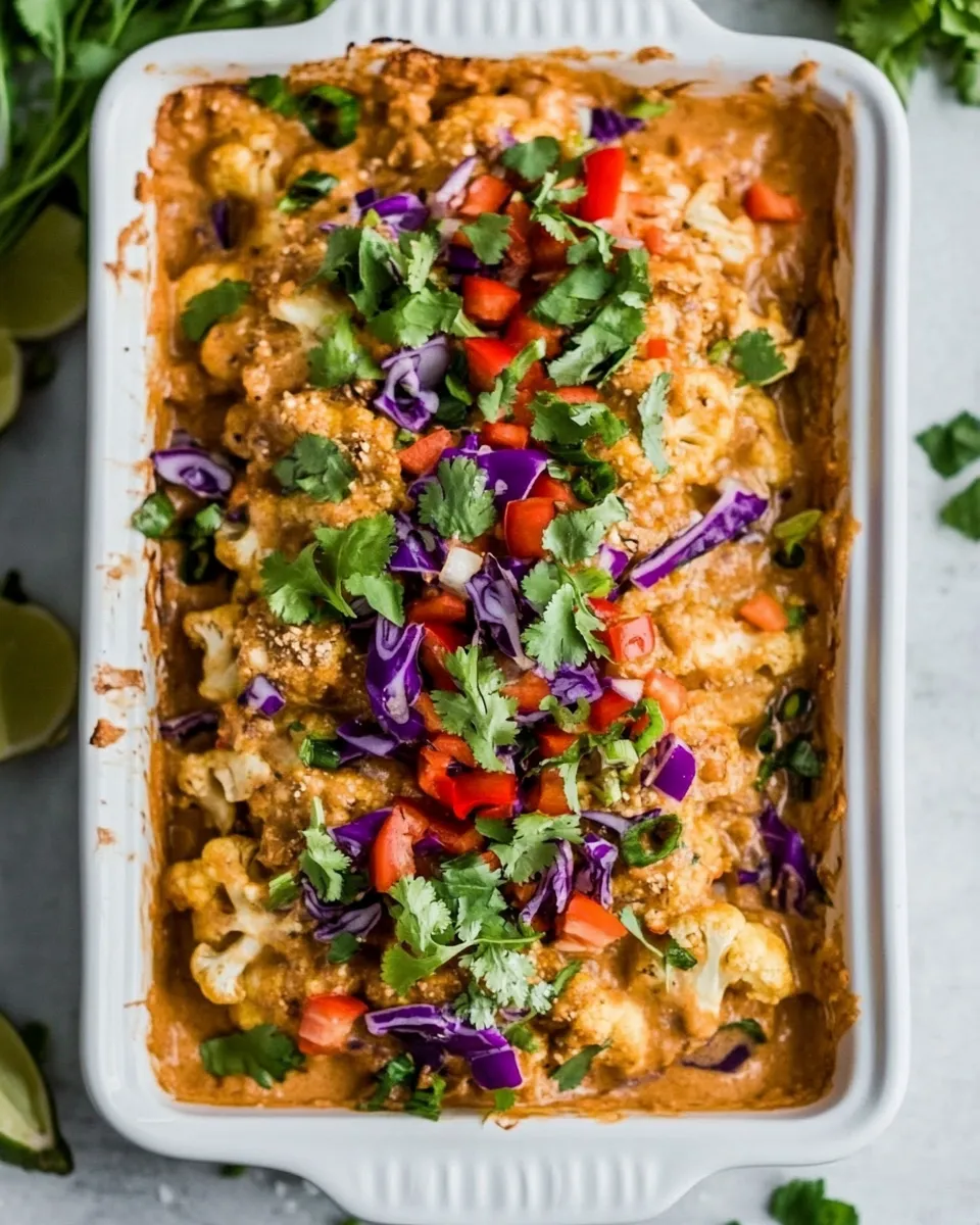 Easy Rainbow Cauliflower Casserole With Thai Peanut Chicken recipe photo
