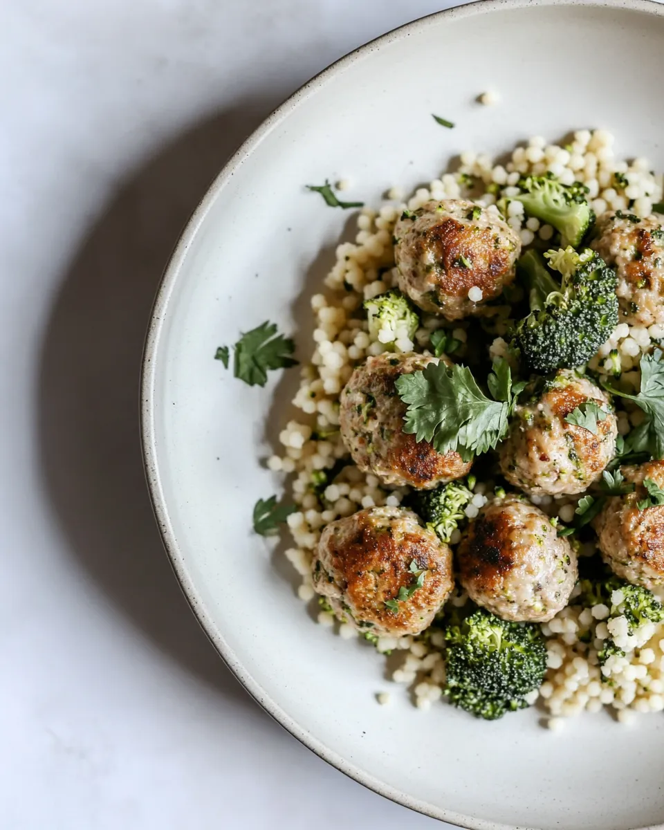 Ultimate Ranch Chicken Meatballs with Broccoli Couscous. dish image