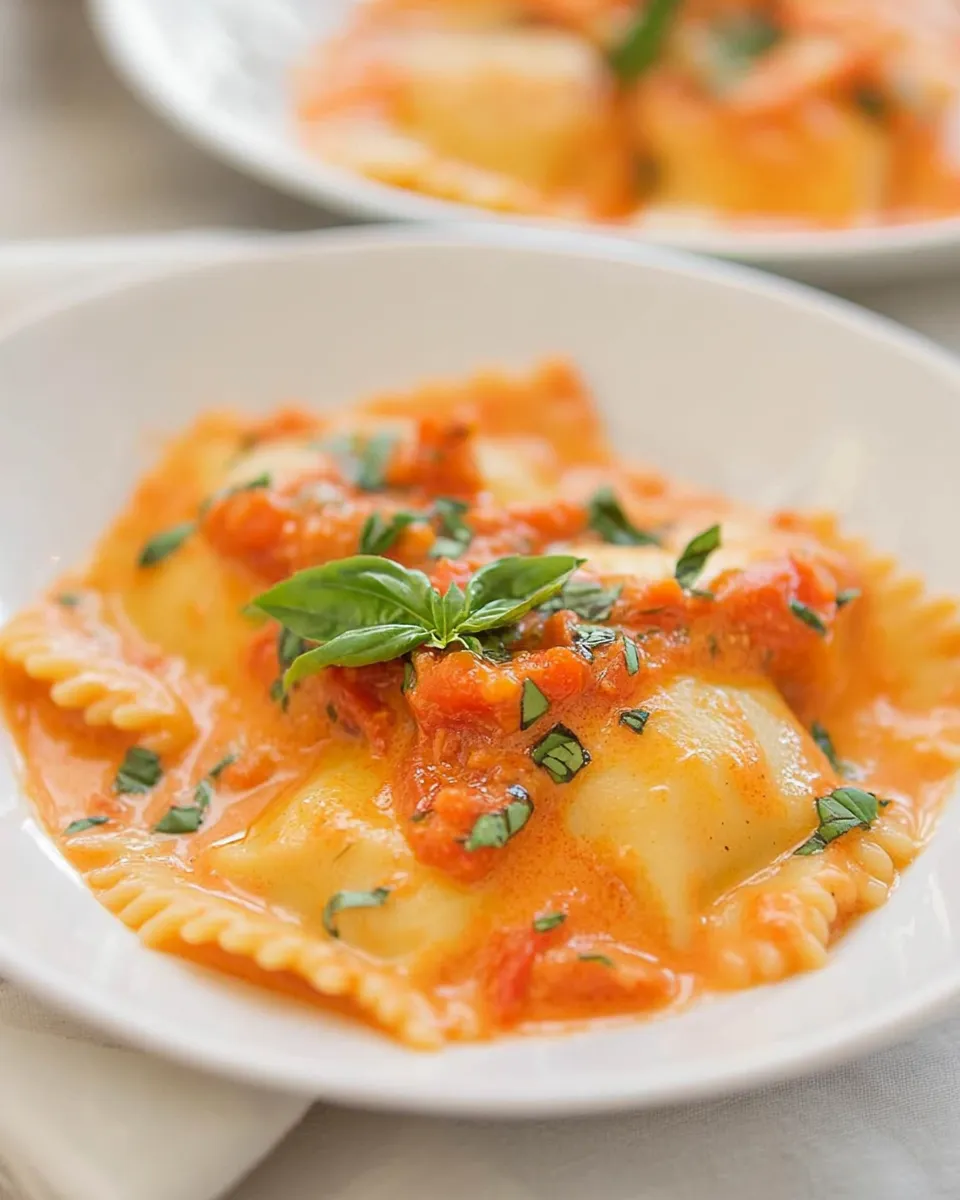 Delicious Ravioli with Creamy Sun-dried Tomato and Basil Sauce image