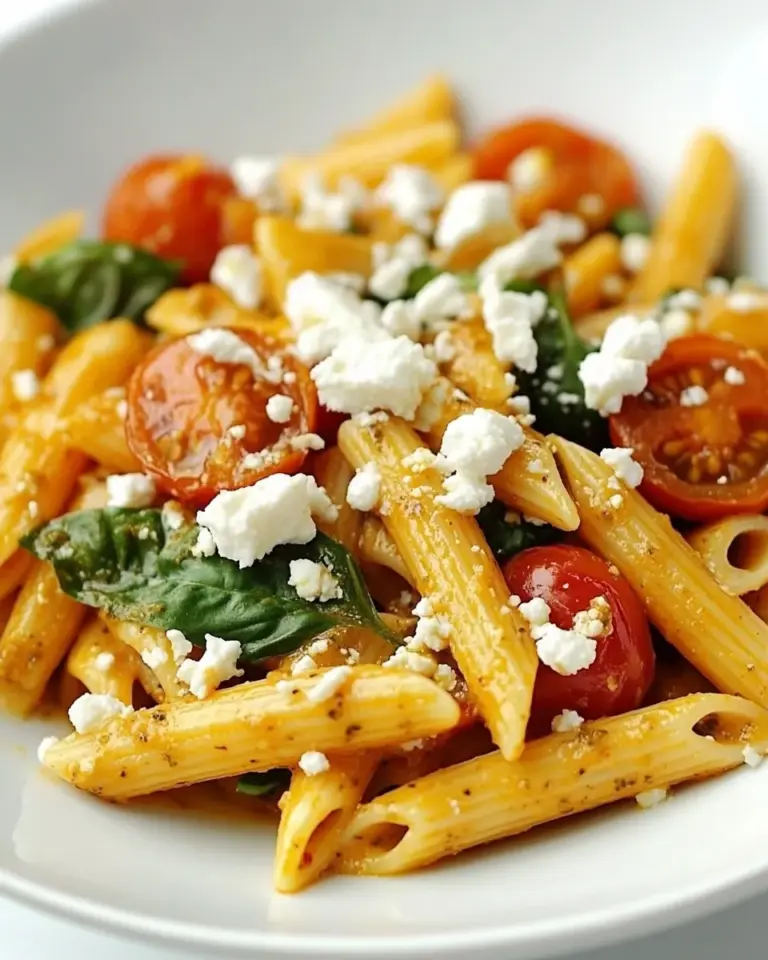 Homemade Red Pesto Penne with Roasted Cherry Tomatoes and Goat Cheese photo