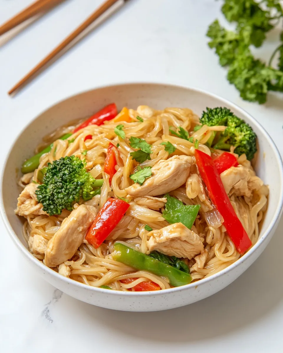 Delicious Rice Noodle Chicken Stir-Fry recipe photo