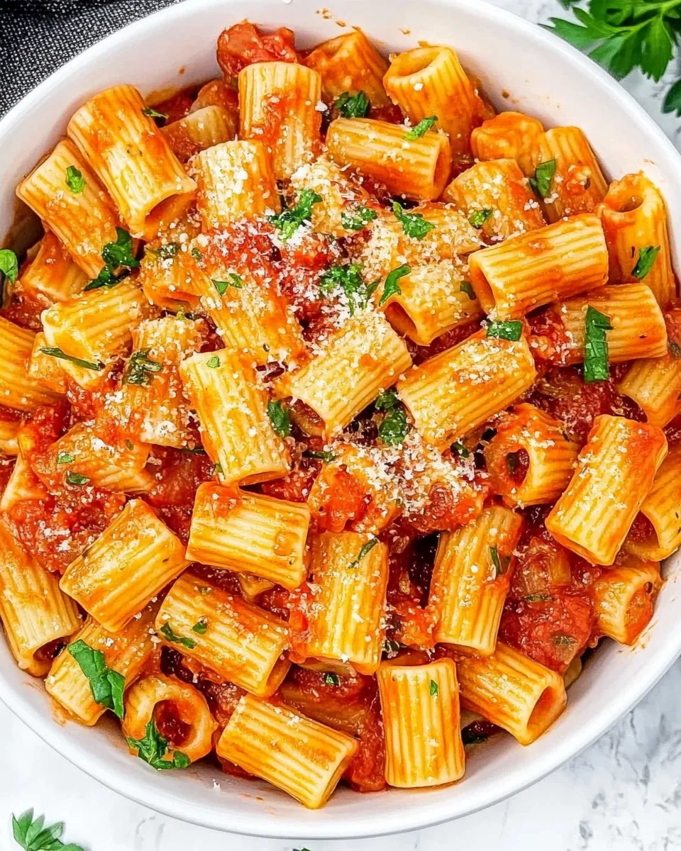 Delicious Rigatoni Arrabbiata shot