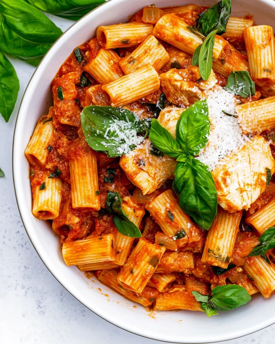 Homemade Rigatoni Arrabbiata with Chicken photo