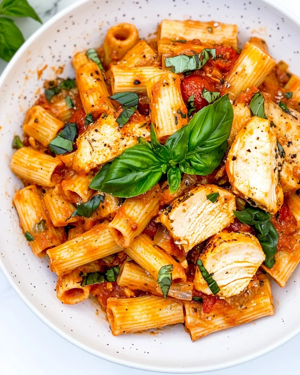 Delicious Rigatoni Arrabbiata with Chicken shot