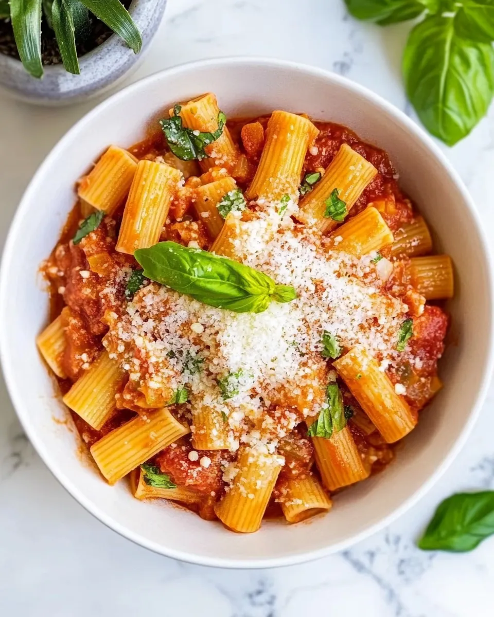 Delicious Rigatoni Pomodoro shot