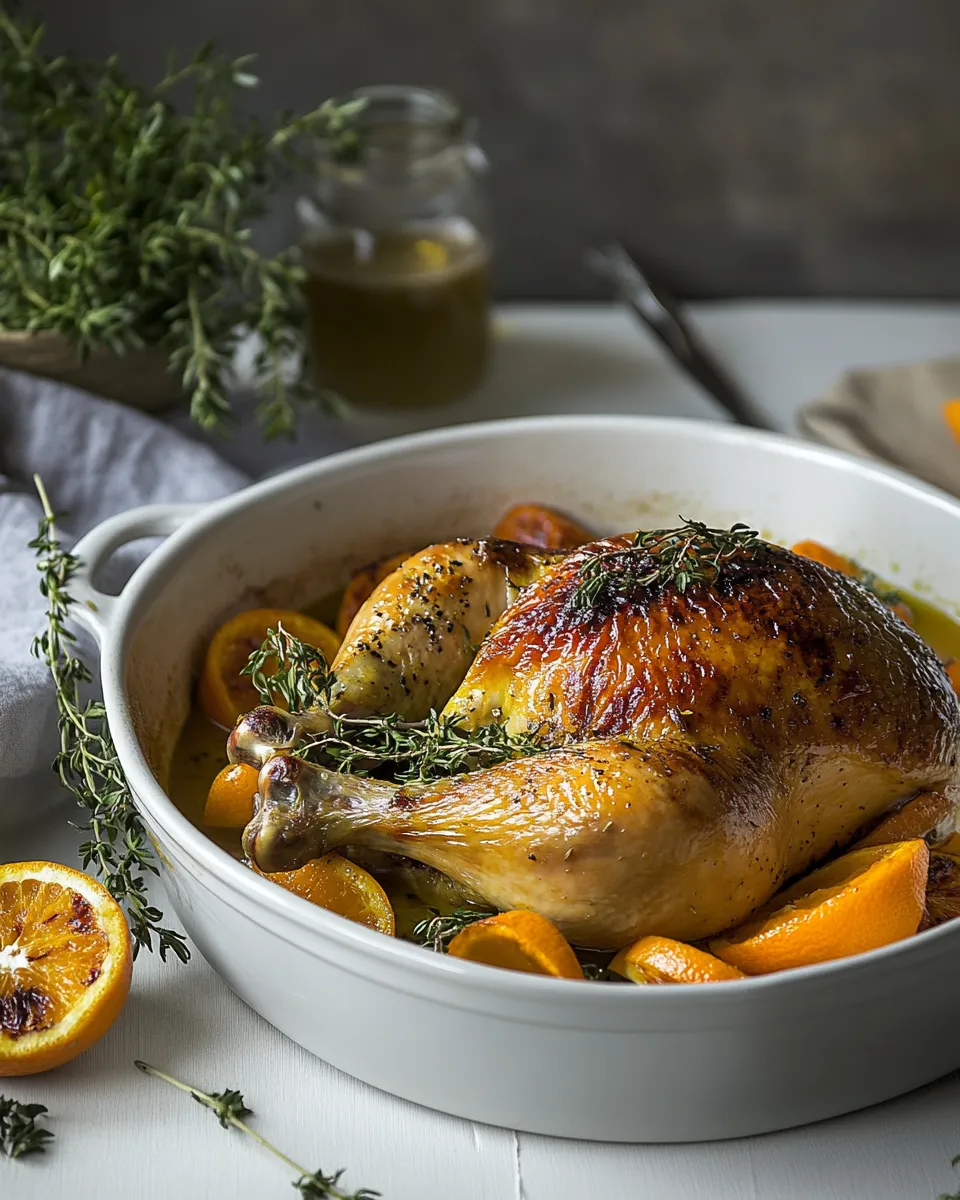 Delicious Roast chicken with orange & ginger dish photo