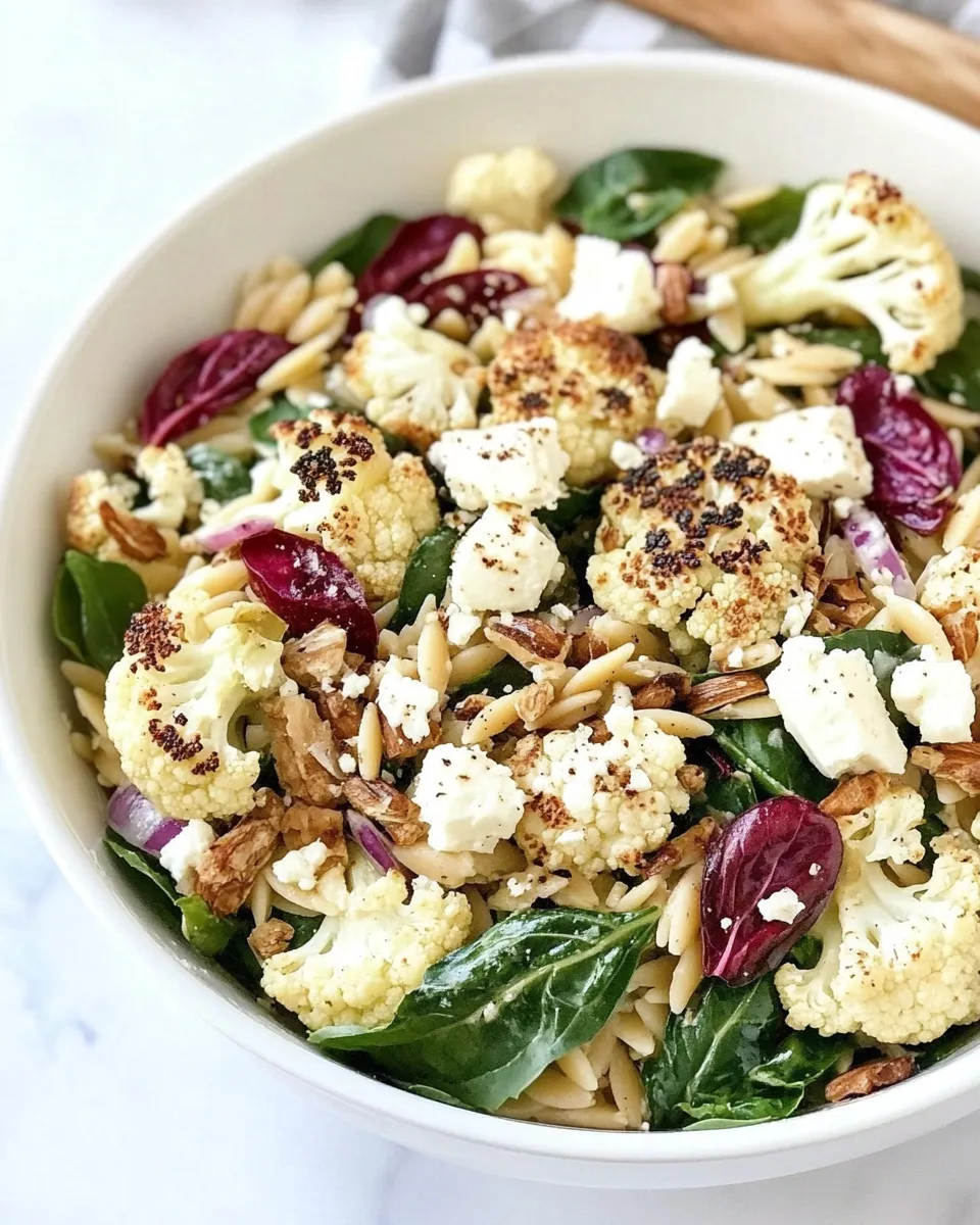 Delicious Roasted Cauliflower, Feta, and Orzo Salad image