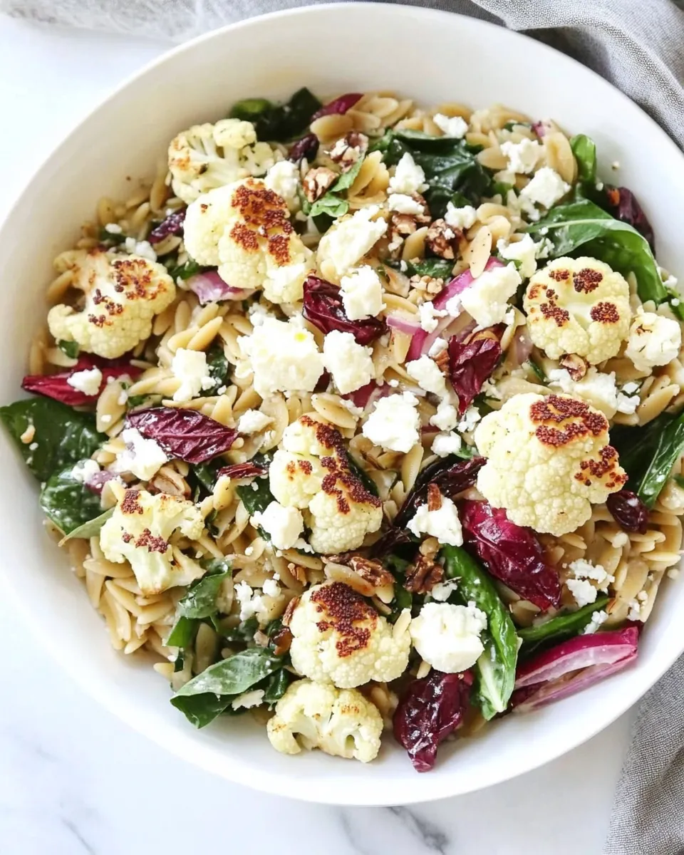 Healthy Roasted Cauliflower, Feta, and Orzo Salad recipe photo