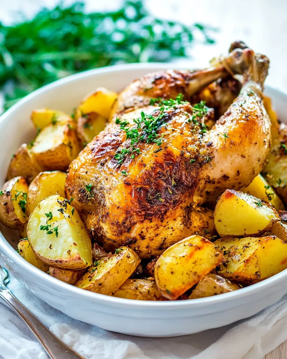 Homemade Roasted Chicken and Potatoes plate image