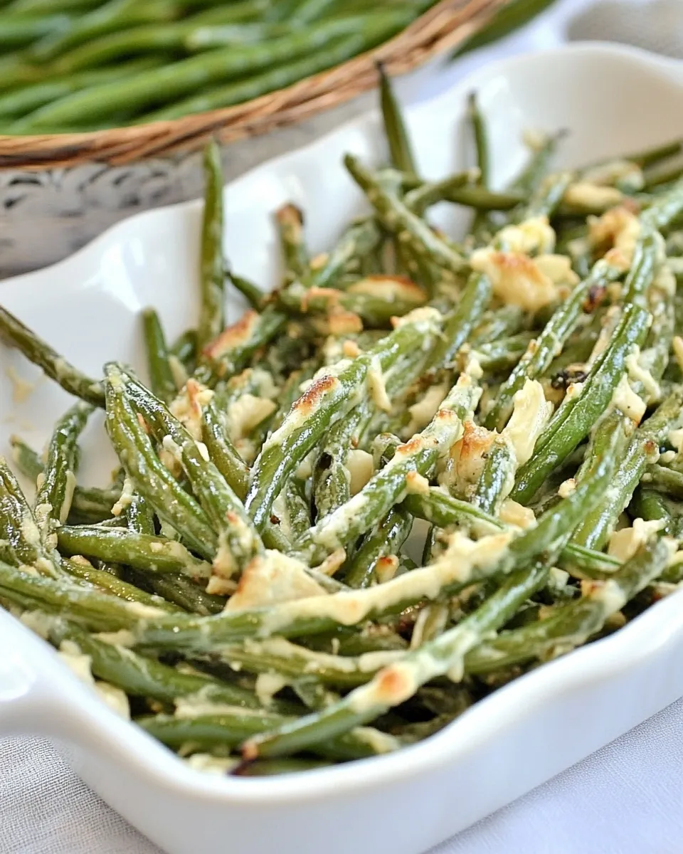 Easy Roasted Green Beans with Parmesan and Garlic food shot