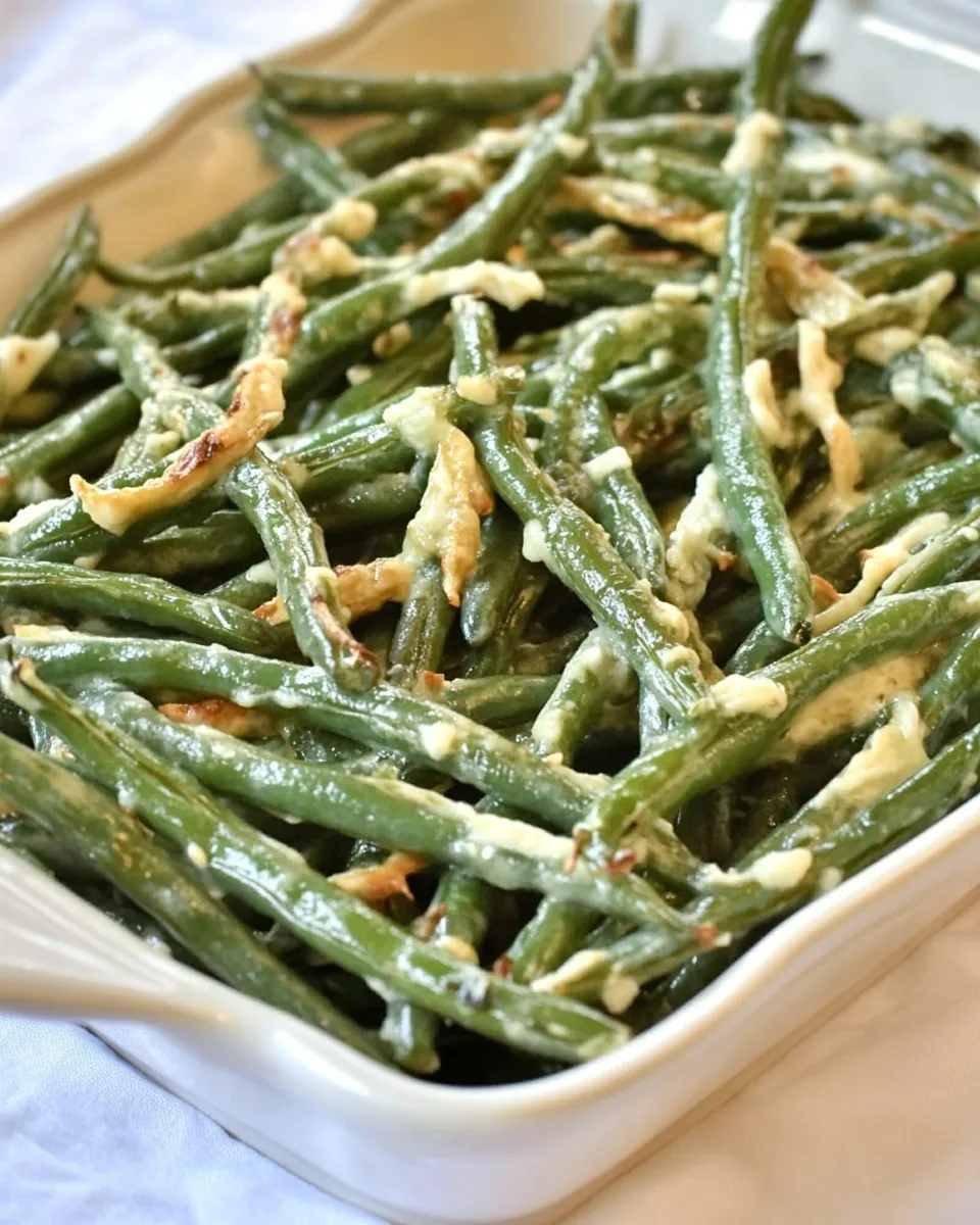 Delicious Roasted Green Beans with Parmesan and Garlic plate image