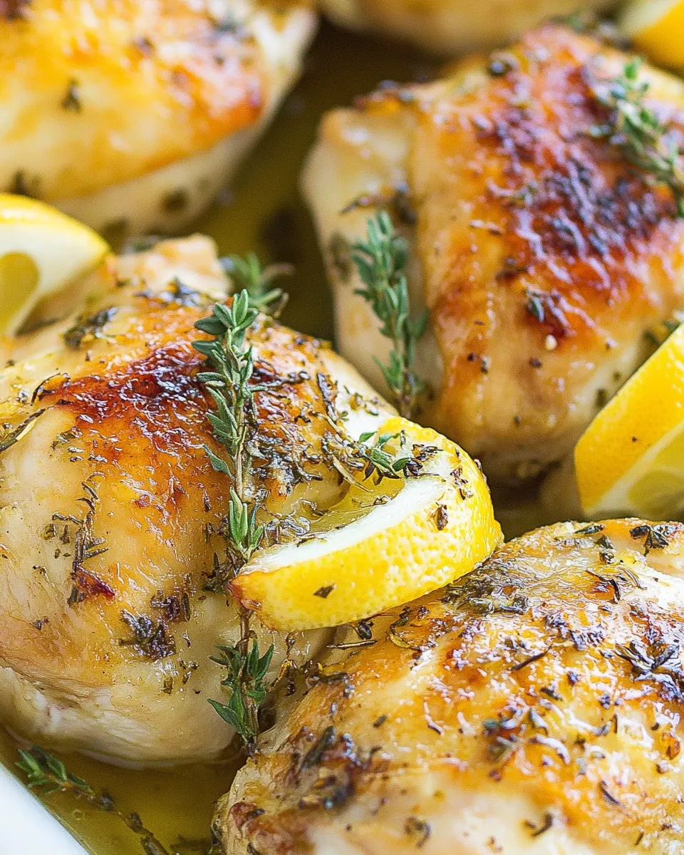 Healthy Roasted Lemon Garlic Herb Chicken dish photo