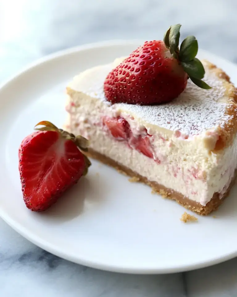 Homemade Roasted Strawberry Greek Yogurt Cheesecake photo