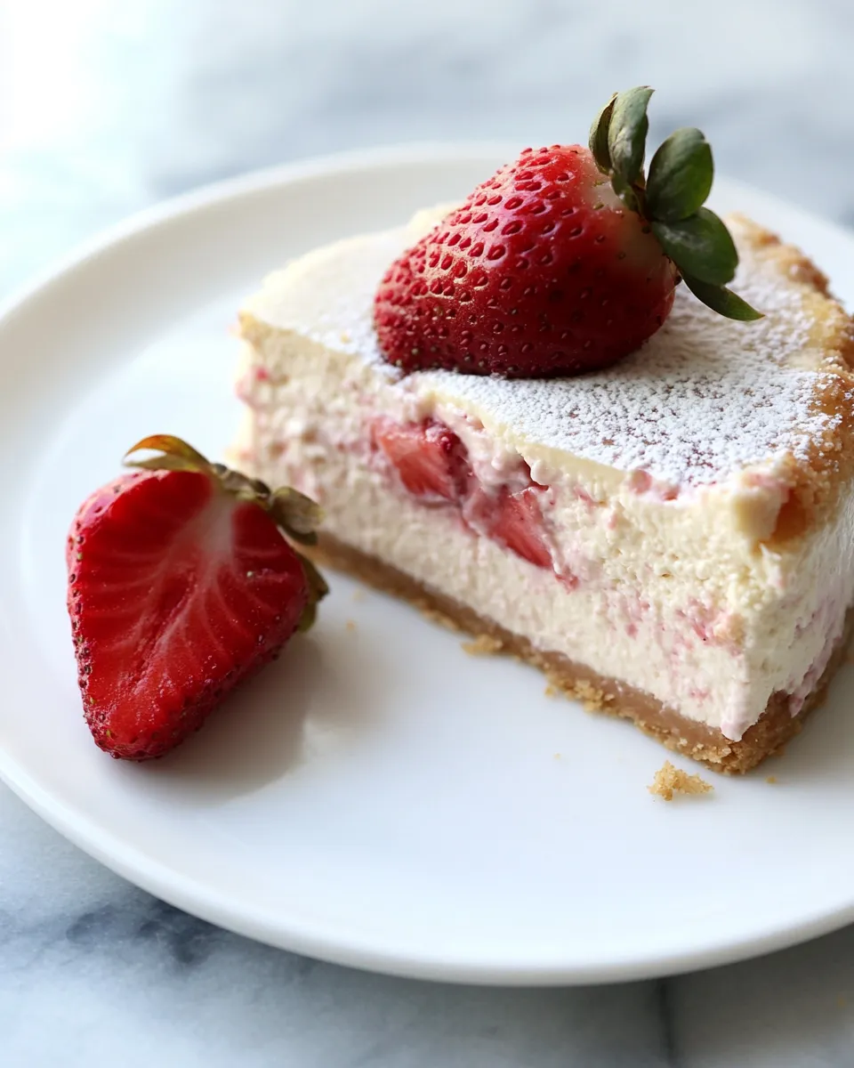 Homemade Roasted Strawberry Greek Yogurt Cheesecake photo
