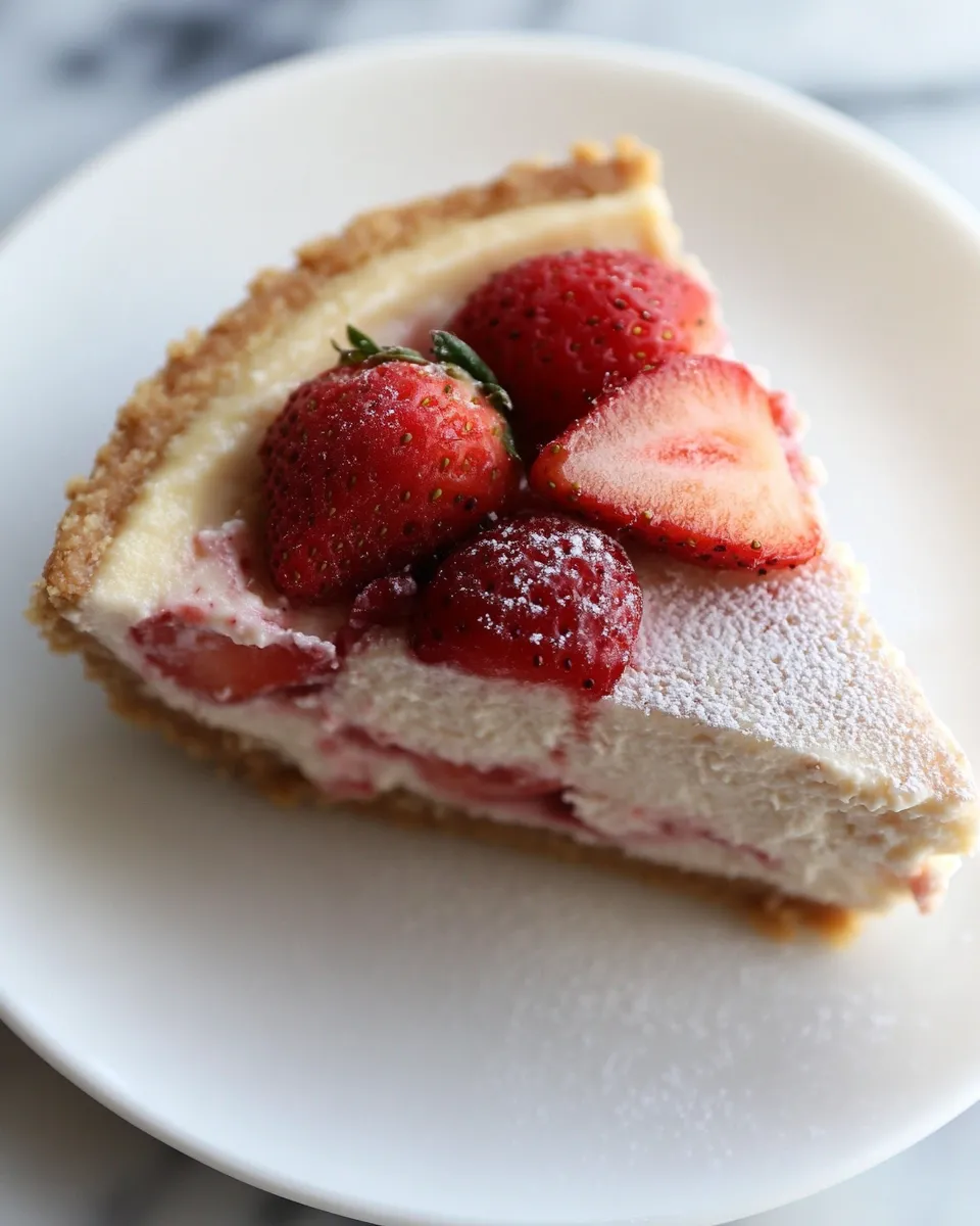 Delicious Roasted Strawberry Greek Yogurt Cheesecake dish photo