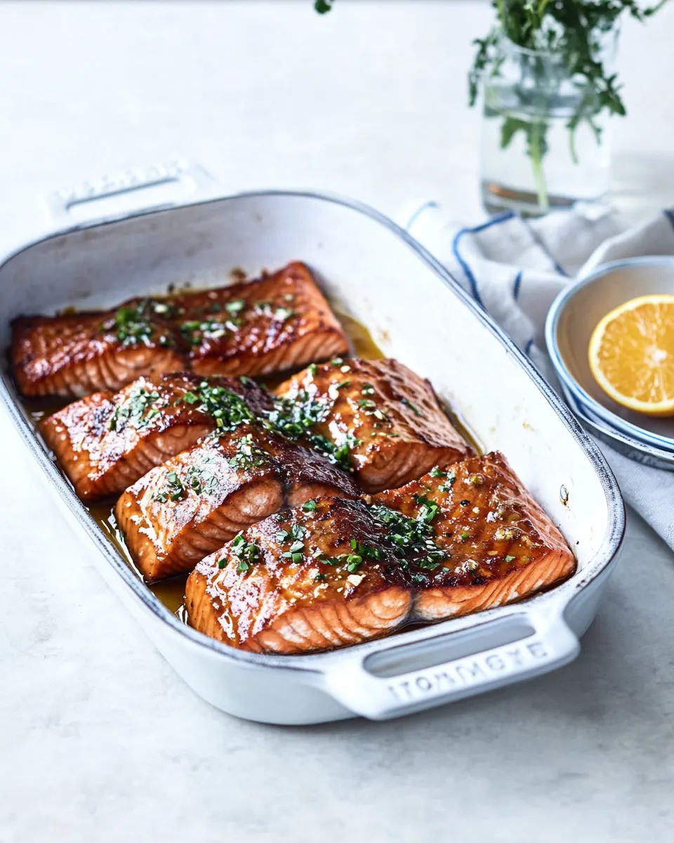 Classic Roasted salmon with a miso & orange glaze dish photo