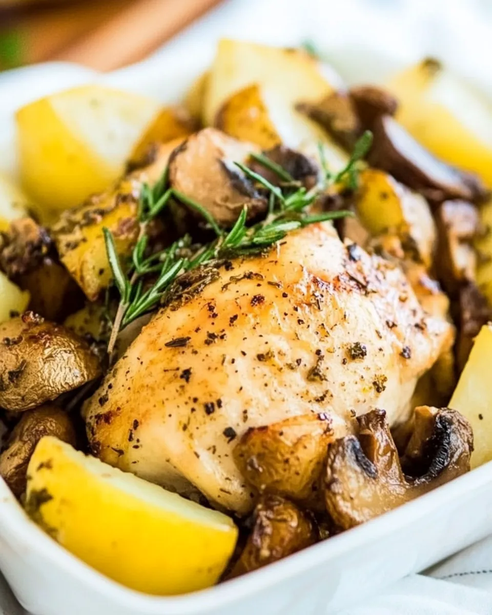 Delicious Rosemary Lemon Chicken with Potatoes and Mushrooms photo