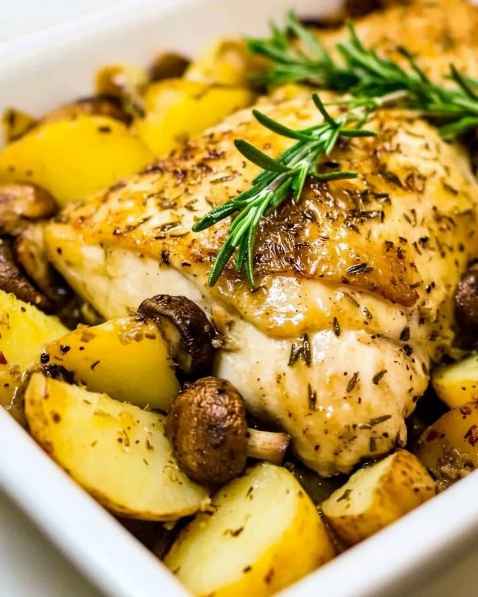 Homemade Rosemary Lemon Chicken with Potatoes and Mushrooms recipe photo