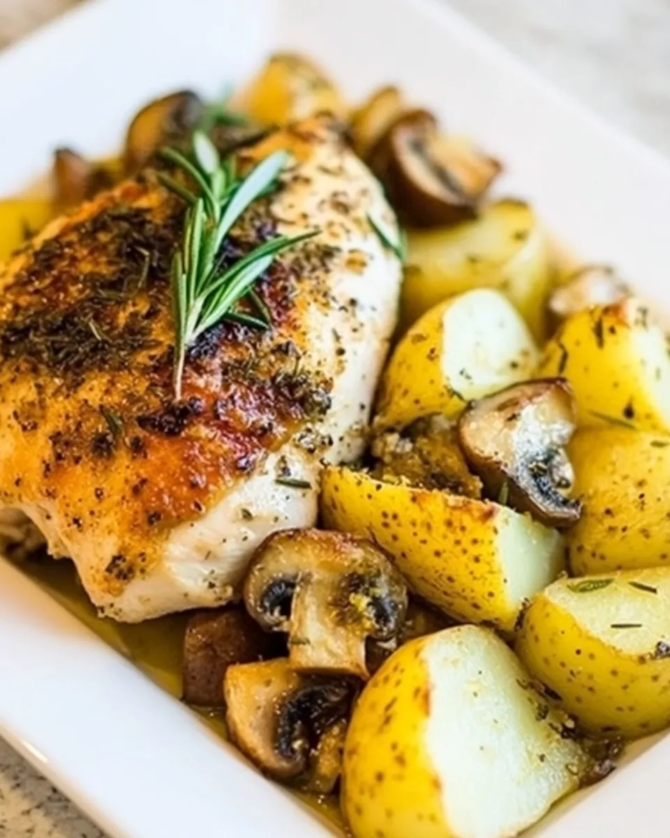 Classic Rosemary Lemon Chicken with Potatoes and Mushrooms dish photo