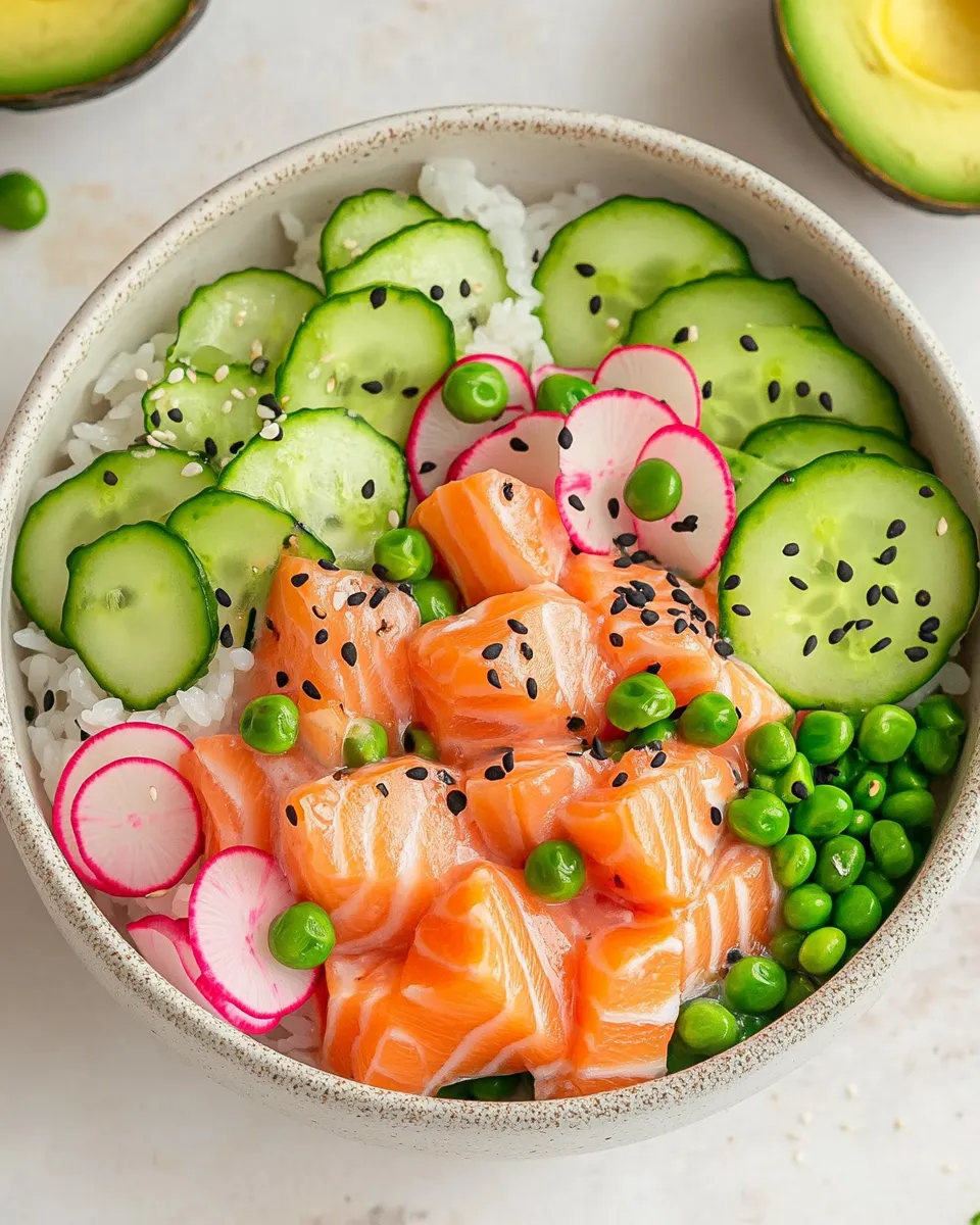 Delicious Salmon Bowl Recipe food shot