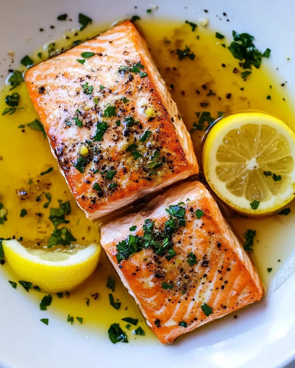 Delicious Salmon Meuniere food shot