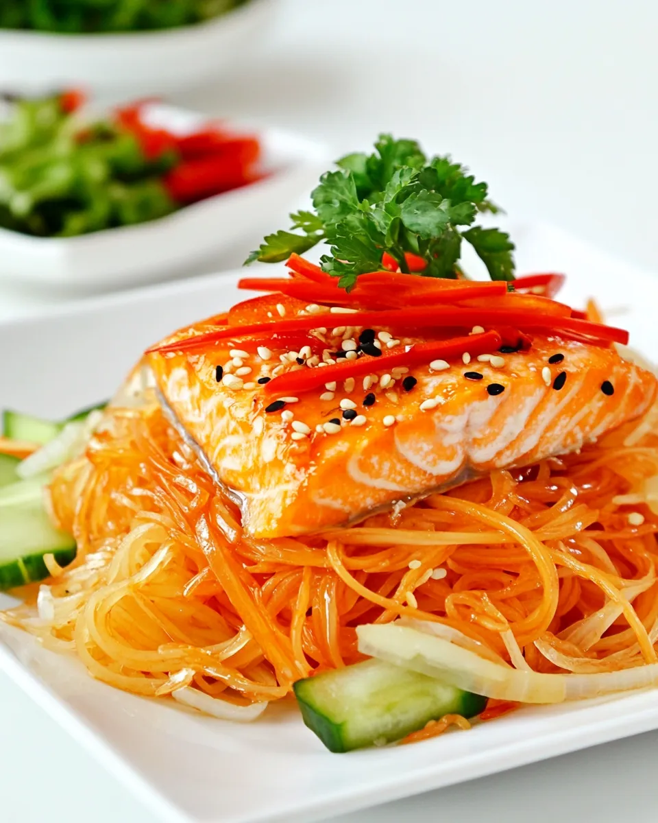 Delicious Salmon with Ginger Noodles dish photo