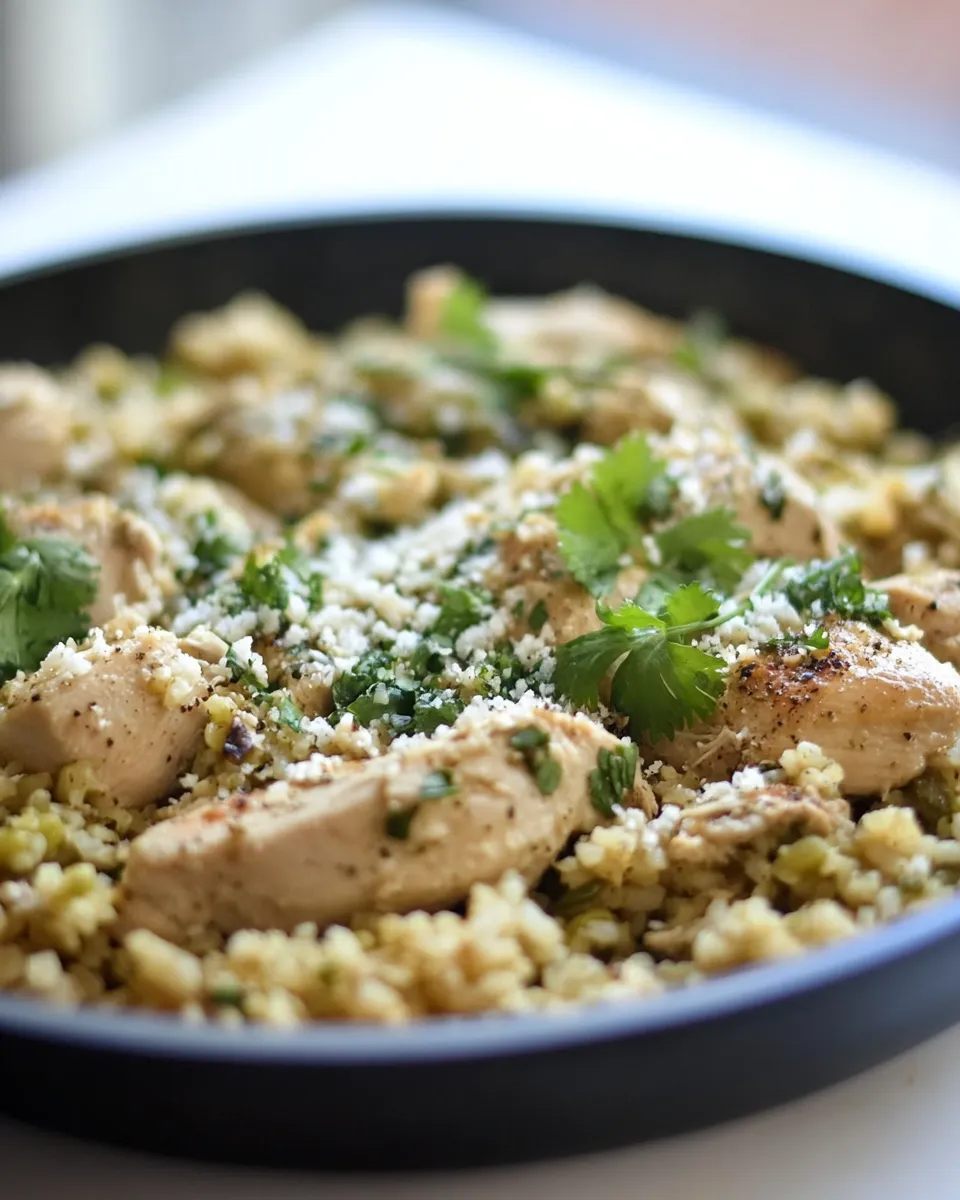 Delicious Salsa Verde Chicken & Rice Skillet image