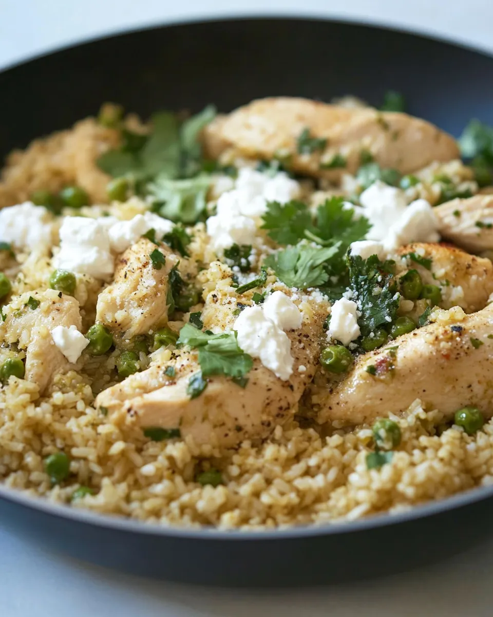 Healthy Salsa Verde Chicken & Rice Skillet shot