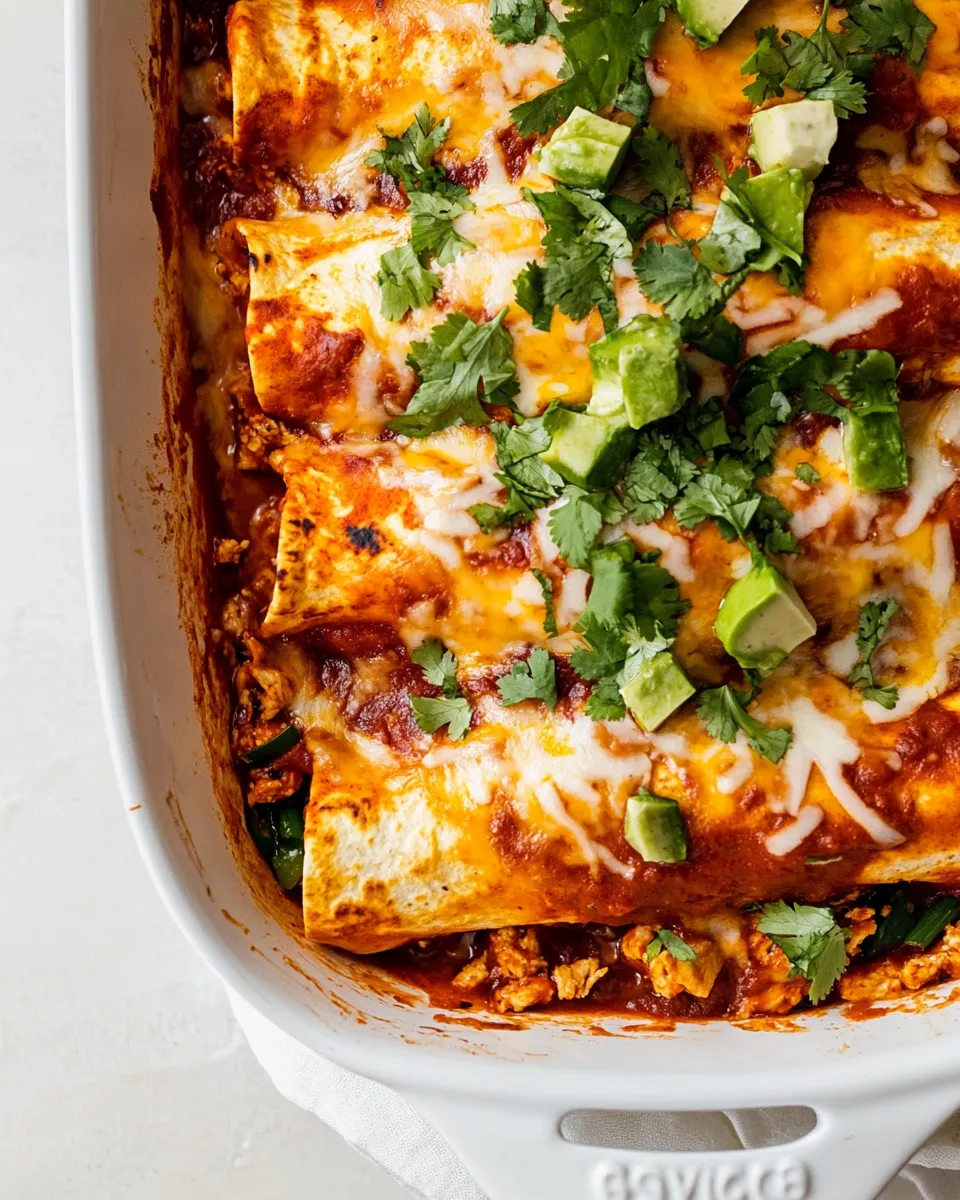 Classic Saucy Chipotle Chicken Skillet Enchiladas. dish photo