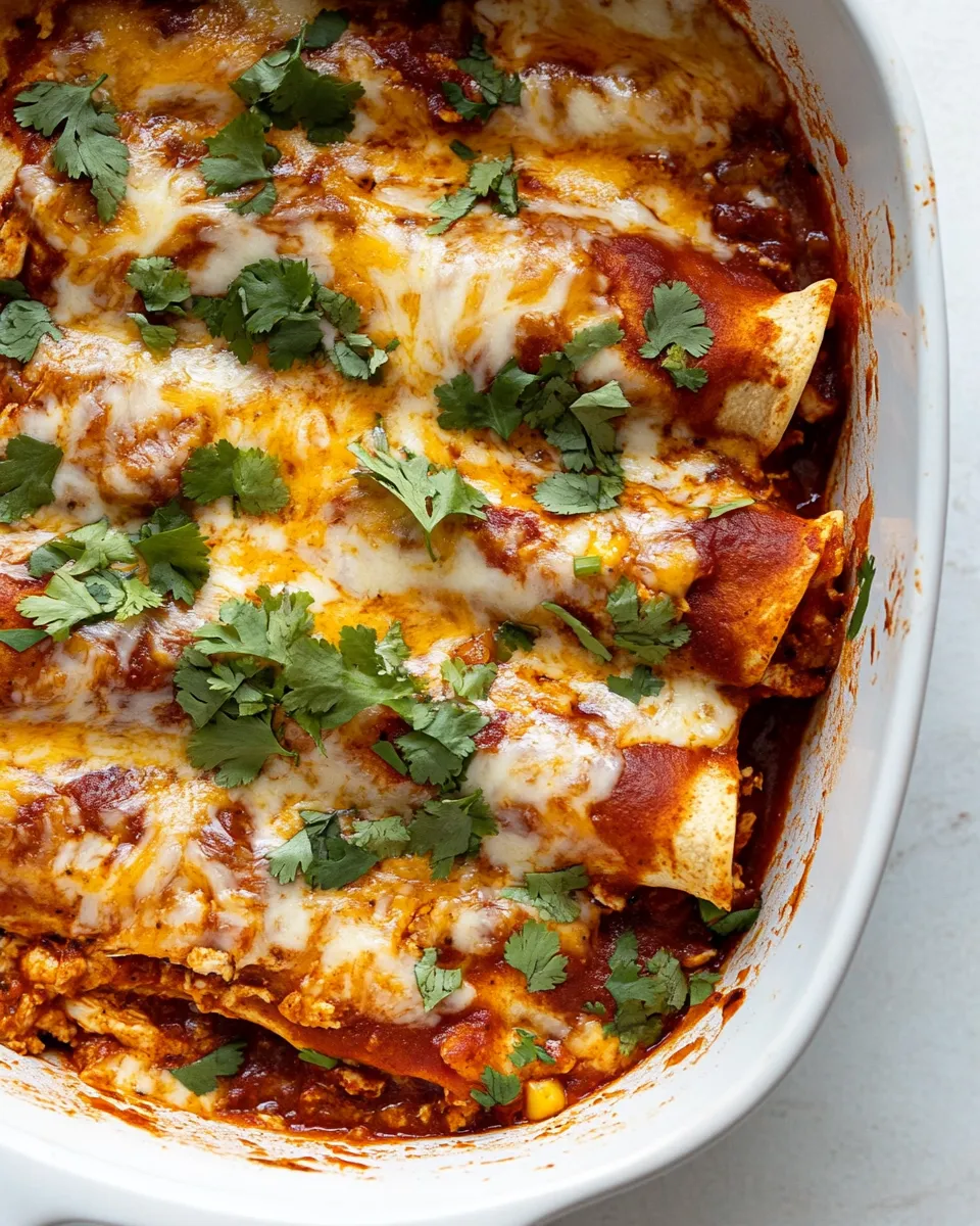 Easy Saucy Chipotle Chicken Skillet Enchiladas. food shot