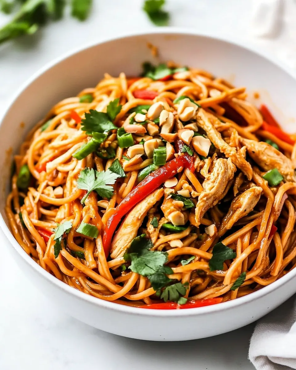 Quick Saucy Peanut Noodles with Chicken image