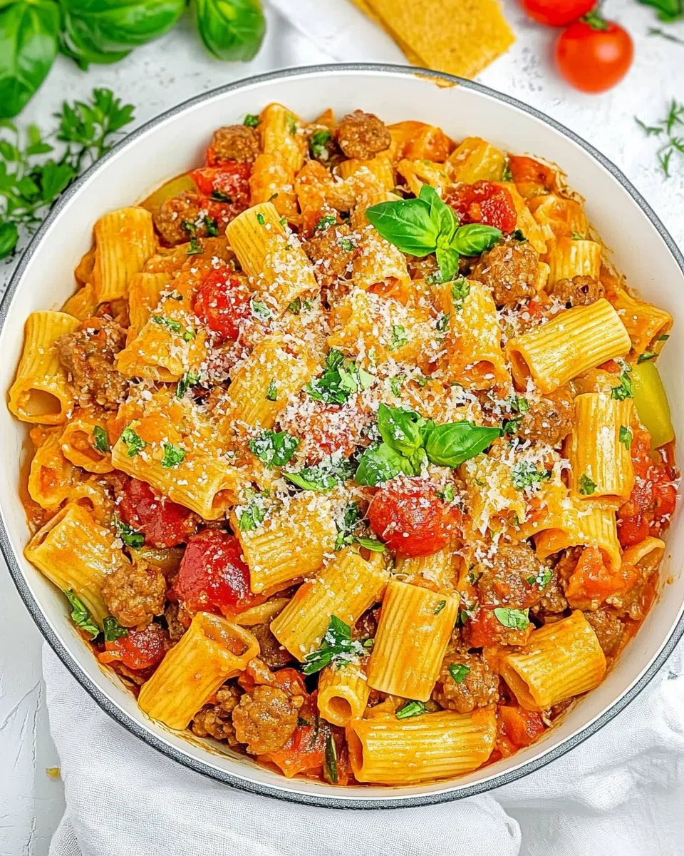 Delicious Sausage Rigatoni Pasta Skillet image