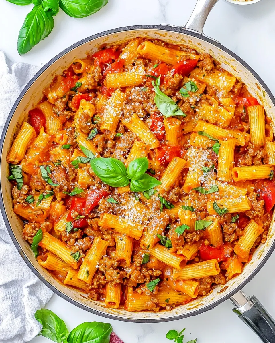 Classic Sausage Rigatoni Pasta Skillet recipe photo