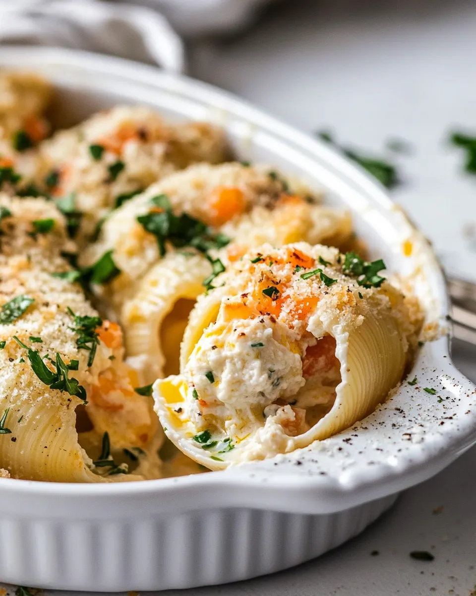 Delicious Seafood Stuffed Shells shot