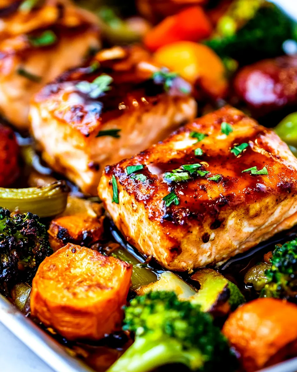 Healthy Sheet Pan Balsamic Salmon and Vegetables dish photo