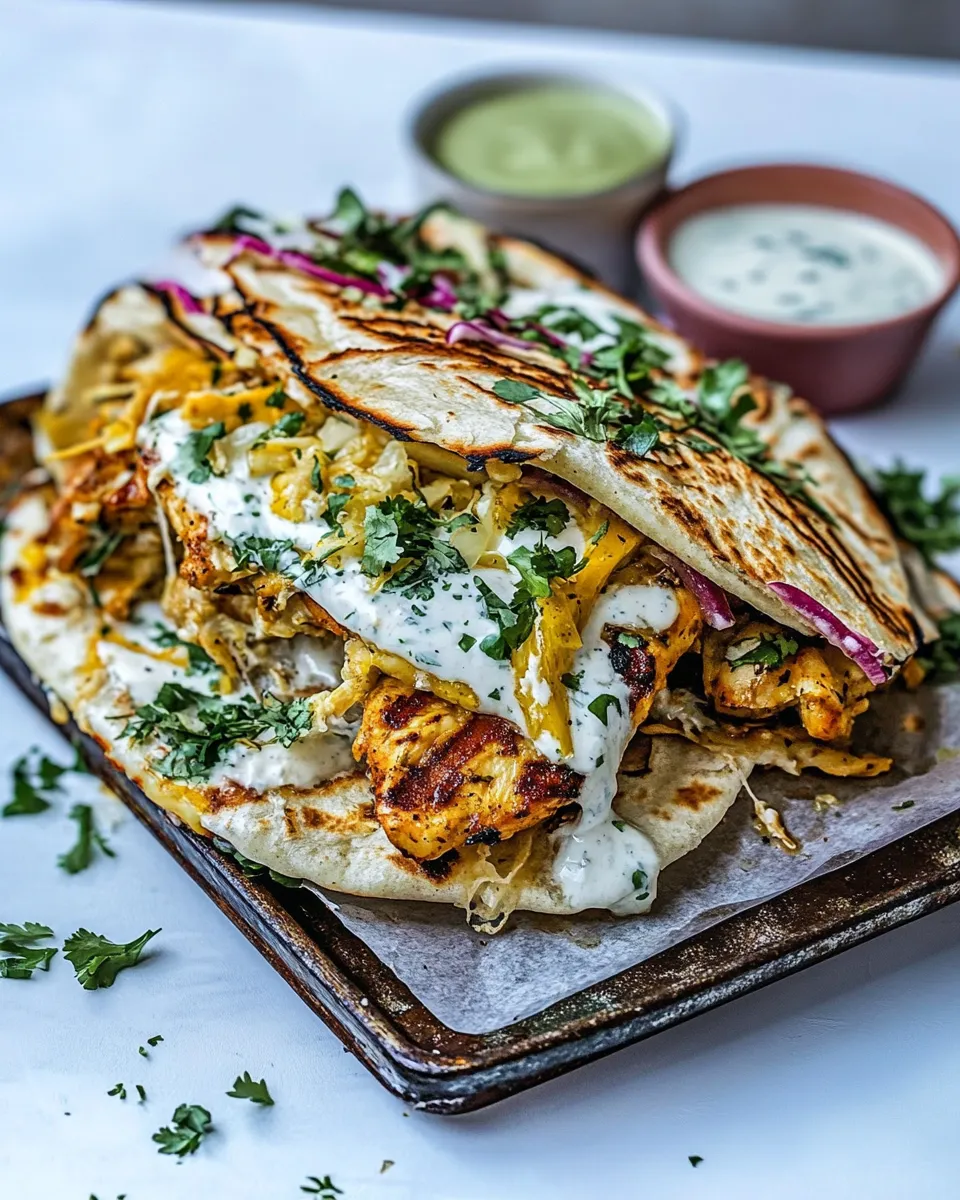 Quick Sheet Pan Chicken Shawarma Havarti Sandwich. shot