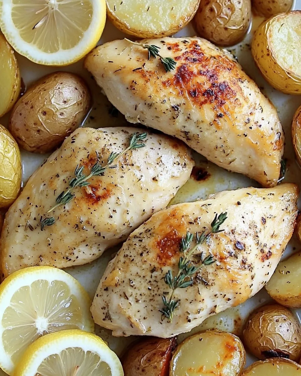 Delicious Sheet Pan Lemon Thyme Chicken with Smoked Paprika Potatoes recipe image