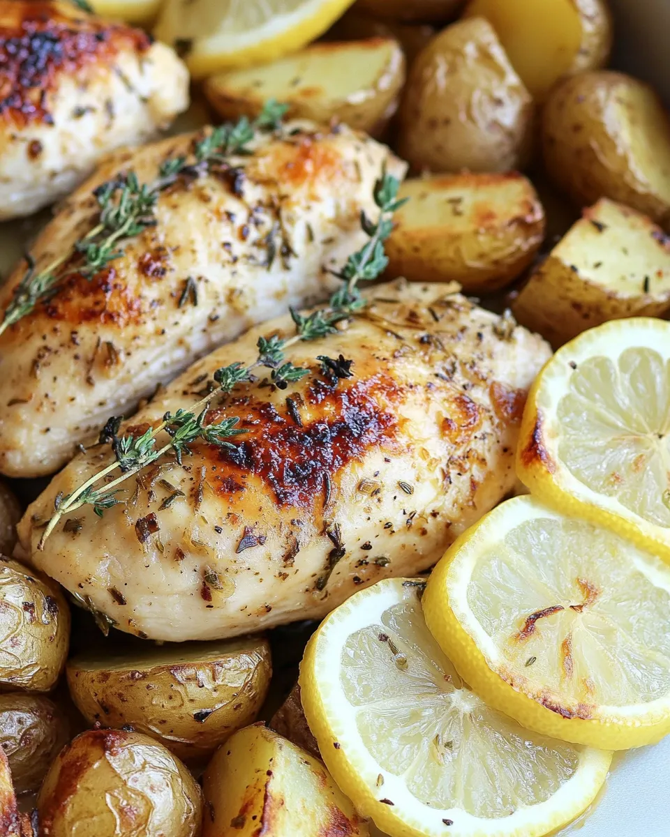 Healthy Sheet Pan Lemon Thyme Chicken with Smoked Paprika Potatoes dish photo