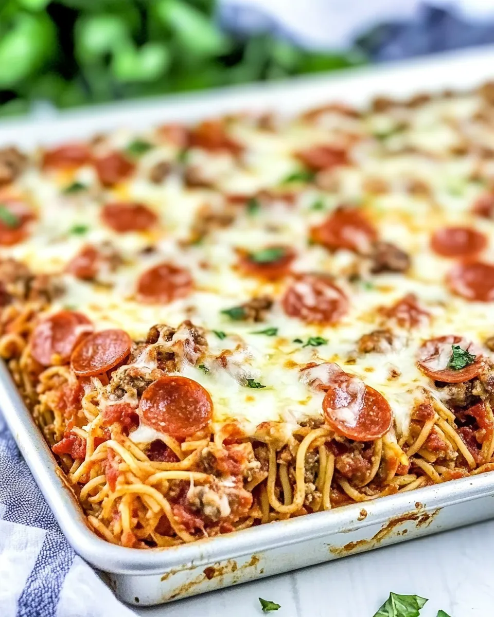 Quick Sheet Pan Spaghetti Pizza recipe photo