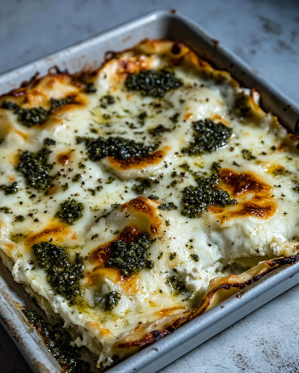 Healthy Sheet Pan White Pesto Lasagna. photo