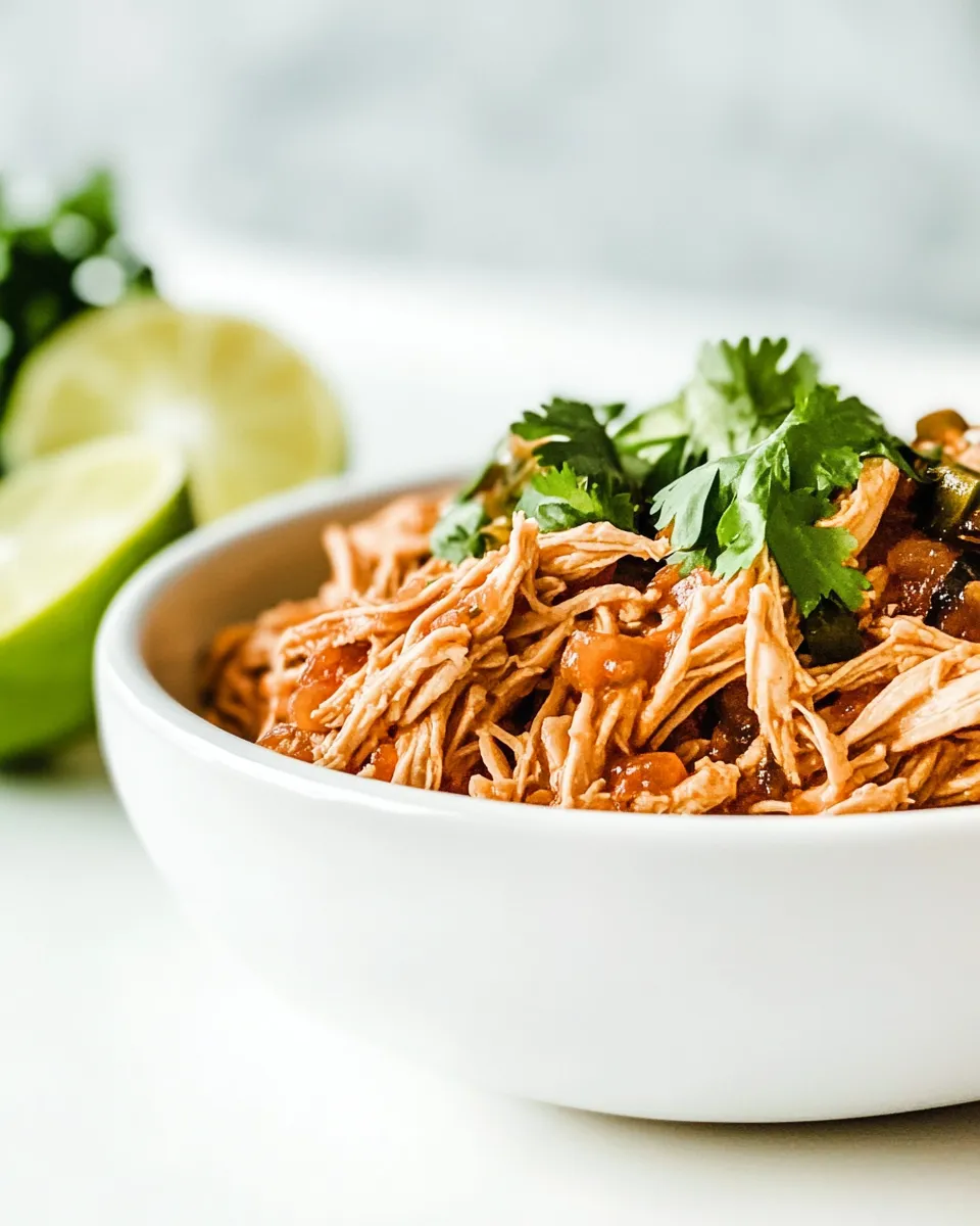 Quick Shredded Salsa Chicken Recipe recipe shot