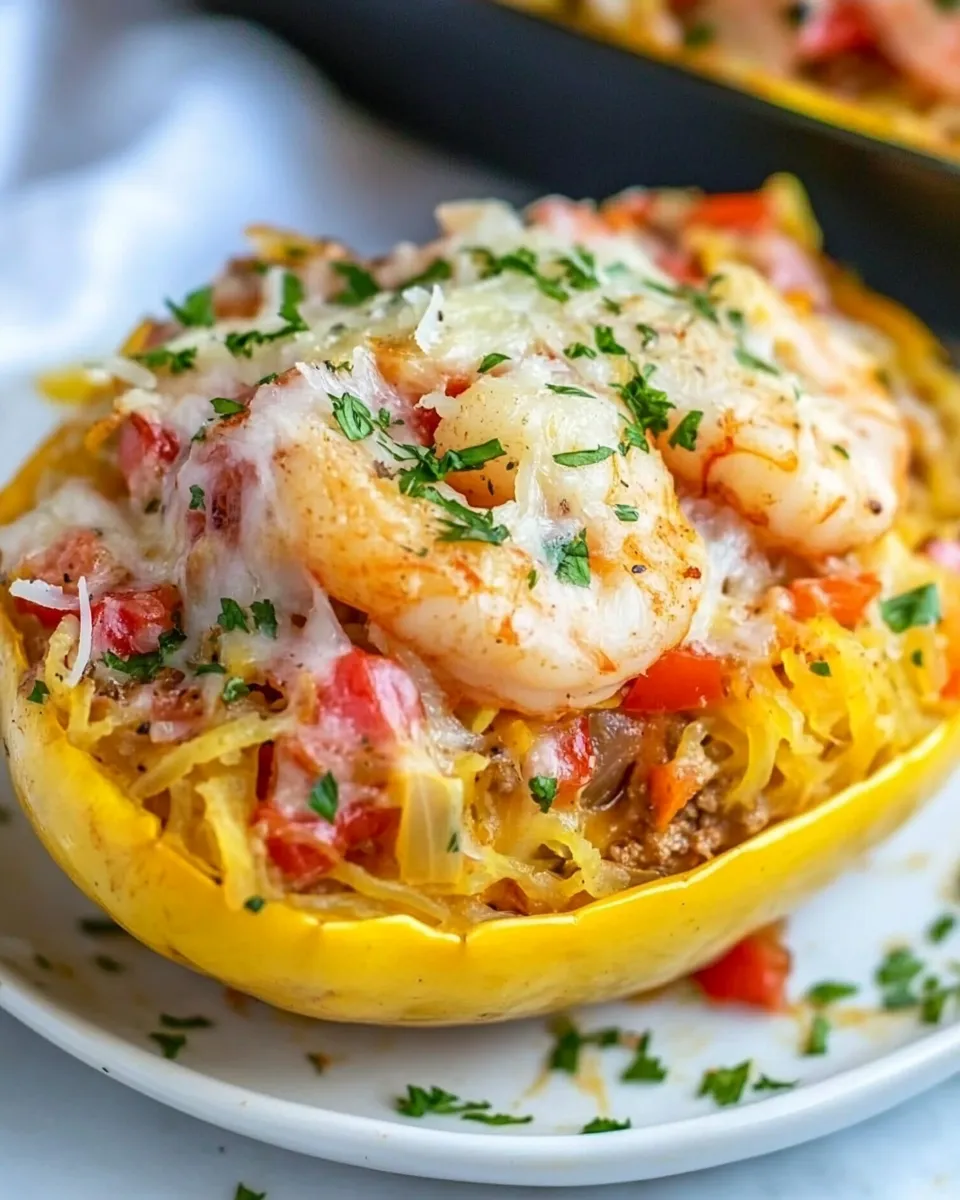 Homemade Shrimp Fajita Stuffed Spaghetti Squash photo