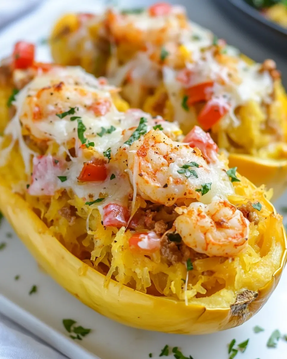 Delicious Shrimp Fajita Stuffed Spaghetti Squash shot
