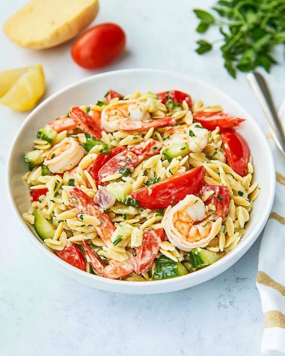 Quick Shrimp Orzo Salad shot
