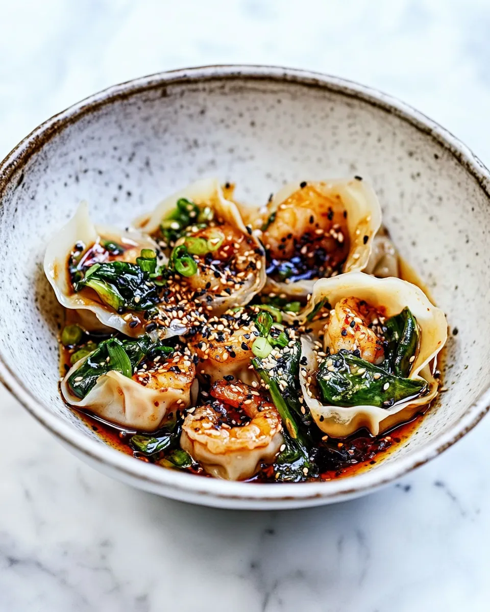 Classic Shrimp Wonton Recipe in a Spicy Sichuan Sauce image
