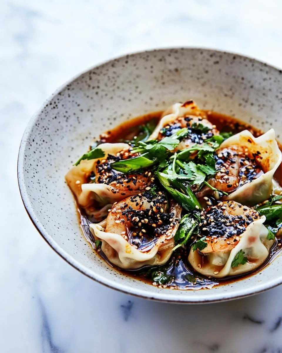 Easy Shrimp Wonton Recipe in a Spicy Sichuan Sauce recipe photo