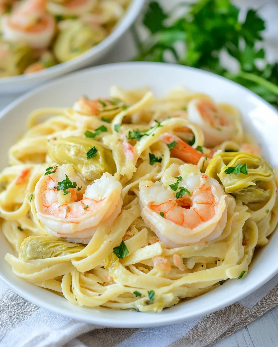 Delicious Shrimp and Artichoke Linguine Recipe image