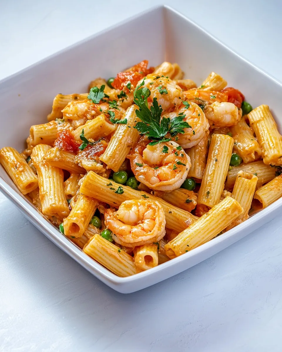 Homemade Shrimp and Pea Rigatoni photo