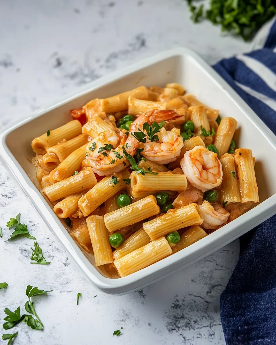 Quick Shrimp and Pea Rigatoni image
